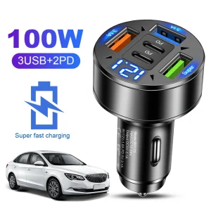 100W 5 Ports Car Charger Fast Charging