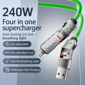 240W 4-in-1 Super Fast Charging Data Cable