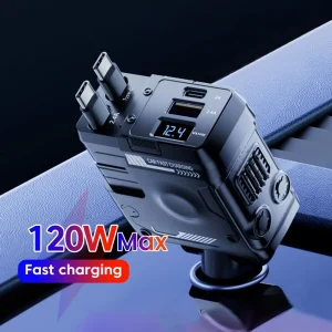 4-in-1 120W Retractable Car Charger