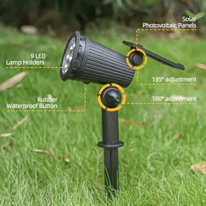 9 LED Solar Spot Landscape Lights - Thumbnail Image 4